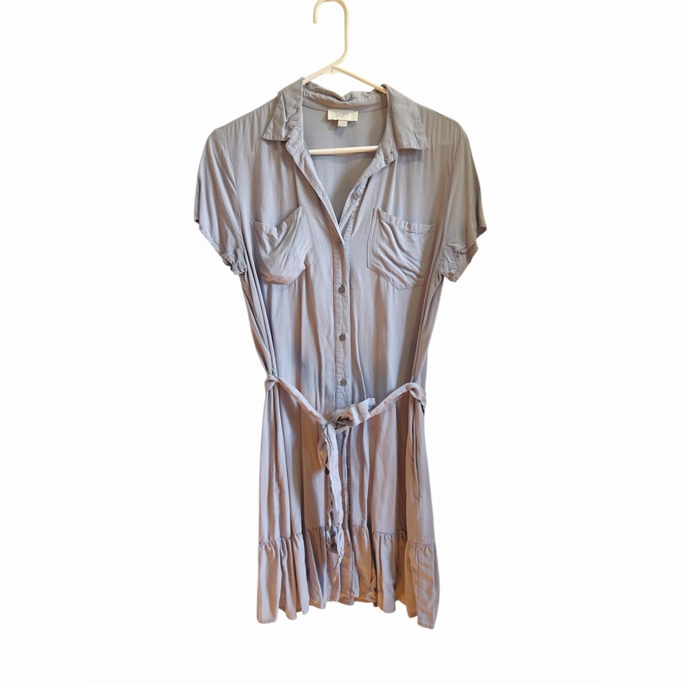 LOFT Soft Purple Button-Up Dress